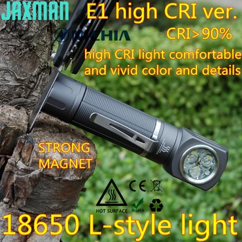 JAXMAN E1 high CRI L-style 18650 led фенерче, нагрудная настолна лампа, быстроразъемный скоба, силни магнитни фенерче