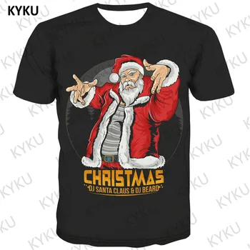 KYKU Коледна Мъжка тениска Тениска с Дядо Коледа, Подаръци Тениски с Принтом, Смешни Ежедневни Ризи с Къс Ръкав, летен Нов Стил