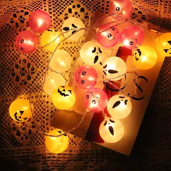 Led декоративни светещи гирлянди за Хелоуин, фенер, цветни светлинни гирлянди за украса на дома с духове, партита