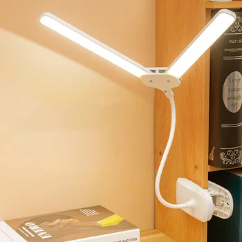 Led технология малка настолна лампа с капаче за защита на очите, нощна лампа за четене в студентски квартири, USB зареждане, Зажимная лампа