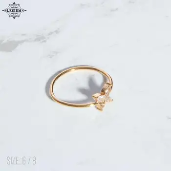 LESIEM най-Добрият подарък Златно покритие размер 6 7 8 Парфюми женски пръстен на пръста си пръстен с циркониевой пеперуда Бижута на врата на едро