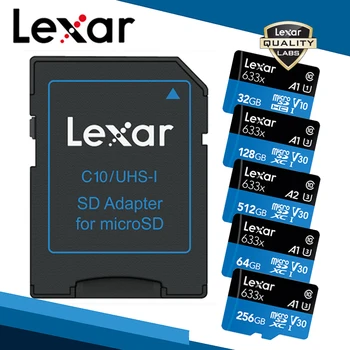 Lexar Оригиналната 633x Карта Micro SD 512 16 GB 32 GB 64 GB 128 GB SDHC, SDXC С Висока Скорост до макс. 95 м/с. Флаш карта Micro SD за Дрона GOPRO