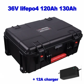 LiFePO4 36v 120ah 130ah литиево-желязо-фосфатный батерия за фотоэлектрического инвертор robot forklife RV EV caravan + зарядно устройство 12A
