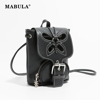 MABULA Дамска чанта за през рамото от изкуствена кожа, модни открита малка чанта-тоут с пеперуда, чанта за телефон, прост дизайн, мини-раница в английски стил
