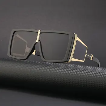 mimiyou Извънгабаритни квадратни Слънчеви очила Дамски Слънчеви очила в ретро стил, пънк, Мъжки слънчеви очила-пилоти, модни очила на марката UV400, Нюанси точки