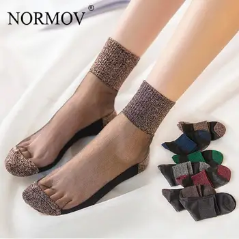 NORMOV, летни тънки чорапи-тръбички, трендови прозрачни чорапи с хрустальным стъкло, градинска дрехи от чист памук в ретро стил, дълги чорапи ластични
