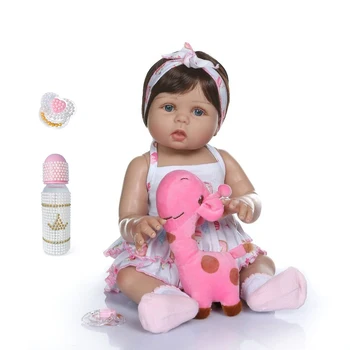 NPK 47 см новородено кукла bebe reborn малко момиче кукла с тен на кожата на цялото тяло, силиконова играчка за баня, кукли, Коледа Gfit