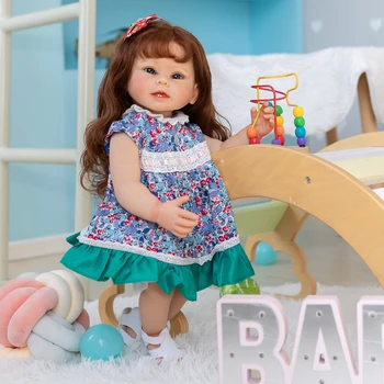 NPK 55CM Office Full Body силиконова мека Кукла Реборн на Докосване за малки момичета Принцеса Идеални Подаръци За Детска Играчка за Баня