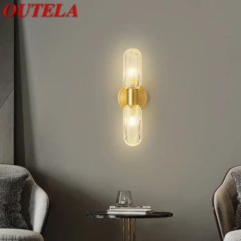OUTELA Модерен Месинг, с монтиран на стената Лампа LED Златен Мед Стенни Luxuri Креативен Интериор за Дома, Хол, Спалня