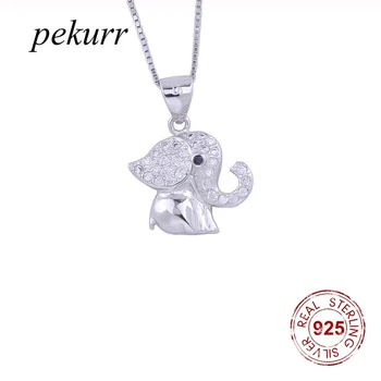 Pekurr, стерлинговое сребро 925 проба, мини-колие с слоненком от Цирконий, Дамско Колие с Красиви висулки във формата на животни, детски, Модни бижута, подаръци