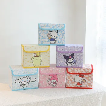 Sanrio Настолен Органайзер Box Kawaii Hello Kitty Карикатура Кожен Водоустойчив Сгъваем Шкаф Козметични Органайзер Box Подарък За Момичета
