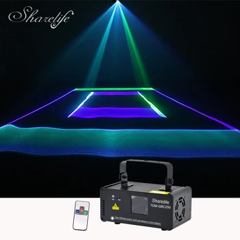 Sharelife Mini 3D Зелен Син Син DMX Лазерни Сканирующие Лампи PRO DJ Home Party Концертен Effect Сценичното Осветление Дистанционно Музика GBC250