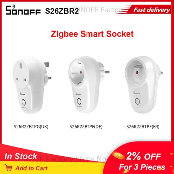 SONOFF S26R2ZB Zigbee Smart Socket Plug 16A UK DE FR Управление на приложение eWeLink Работи с SONOFF Zigbee Bridge / Алекс/ Google Home