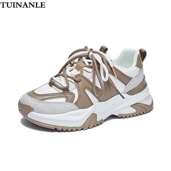 Tuinanle/ сладък дамски маратонки с масивна ток 2023, спортни обувки за момичета в дебела подметка, модни и ежедневни обувки за татко, Дамски обувки в стил Kawai