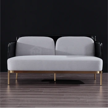 U-BEST light луксозна италианска дневна в стил постмодерното, комбиниран диван от кожа и плат, 2-местен