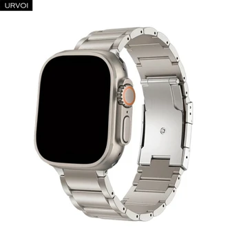 URVOI каишка за Apple Watch Ultra Series 8 7 6 SE54321 Титан Издание каишка за iWatch гривна с метална връзка, сигурна сгъваема закопчалка