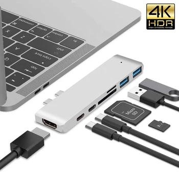 USB 3.1 Type-C Хъб към HDMI Адаптер 4K Thunderbolt 3 C USB Хъб 3.0 TF Слот за Четене на SD карти PD За MacBook Air Pro с Чип M2 M1