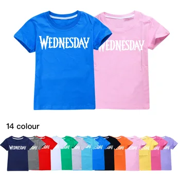 Wednesday Addams/ Бебешко облекло, Риза, Детска тениска за момчета и момичета, Топ с къс ръкав, Тениска, Ежедневни Памучни Костюми Унисекс