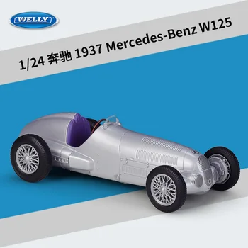 WELLY 1:24 1937 Mercedes-Benz W125 Реколта имитация на автомобила, Монолитен под Натиска на Модел на превозното средство От Метална сплав, колекция от бебешки играчки, подарък B885