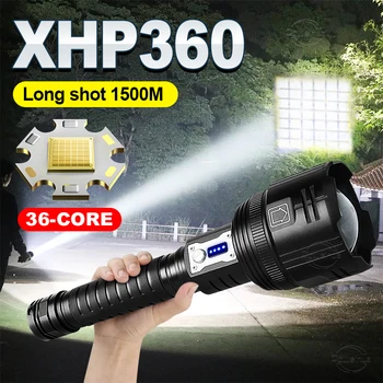 XHP360 Супер мощна акумулаторна батерия led фенерче със зареждането на Type-c, голям led фенер, 5 режима, дальнобойный лампа за къмпинг