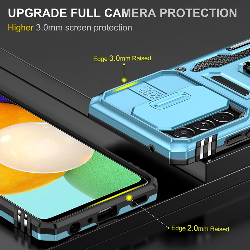 Калъф за мобилен телефон с функция за защита от падане с поставка за Samsung Galaxy A54 A14 5G A34 A13, а a53 A73 A33 A52 A52S, в двуслоен калъф Funda