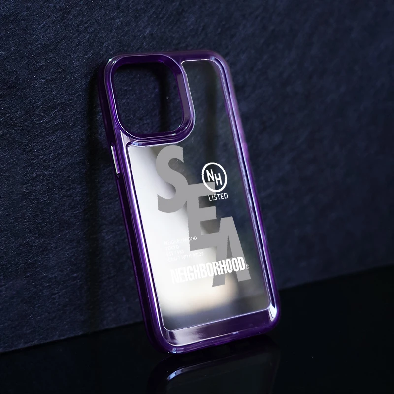 Ins SEA Letter Черен прозрачен калъф за Iphone 11 12 13 Pro 14 XS Plus Max X XR, мека рамка, стикери, акрилни калъф за носене, устойчив на удари калъф