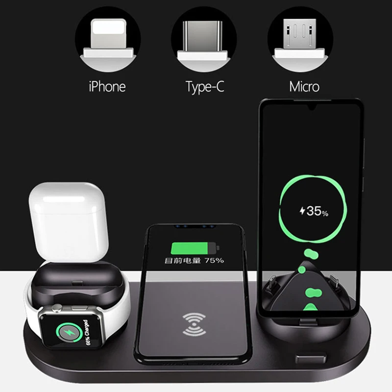 Безжична докинг станция за зарядно устройство 3 в 1 10 W 9 За Бързо Зареждане на Безжична Поставка за Apple Watch Samsung S23 Xiaomi Type-C Airpods стойка за зареждане