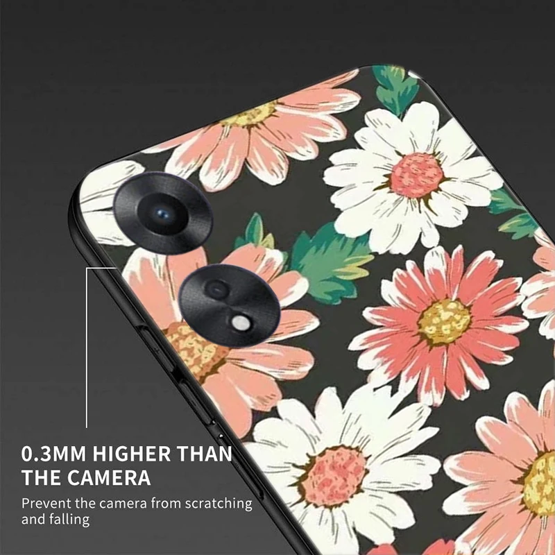 Калъф за телефон OPPO A78 5G от мек силикон TPU с хубав дизайн във формата на цвете и любимци на задната броня
