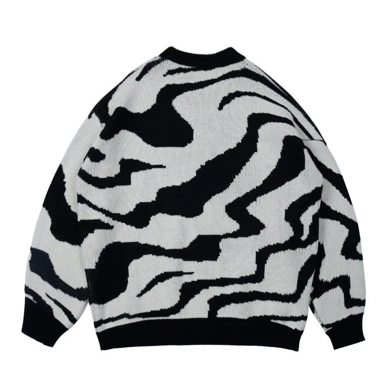 FOJAGANTO Мъжки есента младежки пуловер с кръгло деколте, trend уличен пуловер с дълги ръкави, модерен свободен пуловер с една вълнообразна модел, мъжки