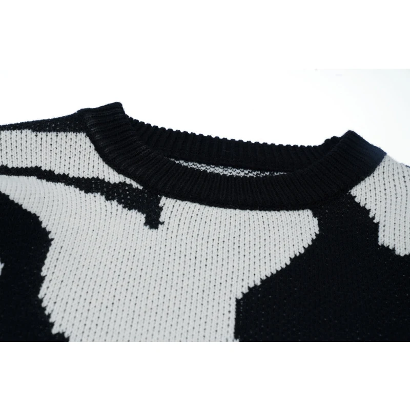 FOJAGANTO Мъжки есента младежки пуловер с кръгло деколте, trend уличен пуловер с дълги ръкави, модерен свободен пуловер с една вълнообразна модел, мъжки