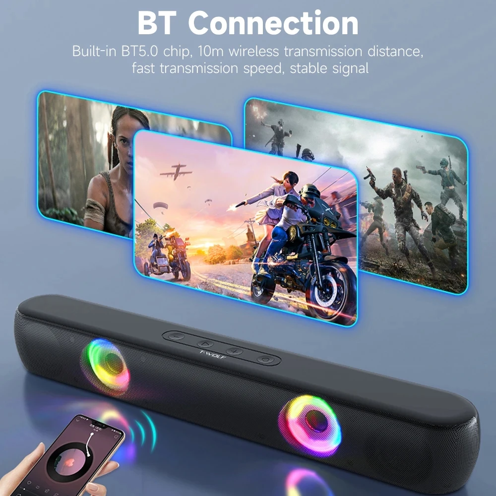 Дълъг RGB люминесцентный Bluetooth-високоговорител B320, детска домашната стерео уредба, 3D висококачествен високоговорител Type-C, домашно кино, TF карта, бас звук