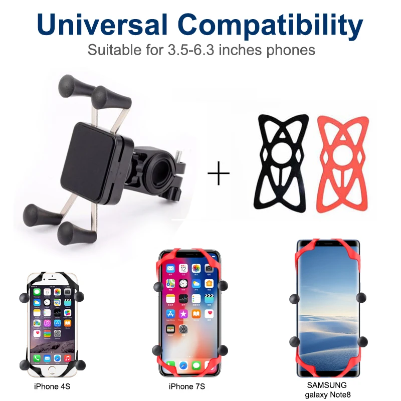 Универсално закрепване за колоездене телефон на кормилото на мотоциклет и велосипед X-Клип поставка за монтиране на стена за закрепване на GPS Регулируема, подходяща за iPhone, Samsung