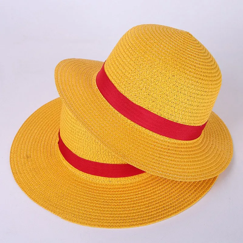 31 35 см, Сламена шапка Luffy, анимация, cosplay, Аксесоари за защита от слънцето, Лятна шапка от слънцето, сламени шапки за жени