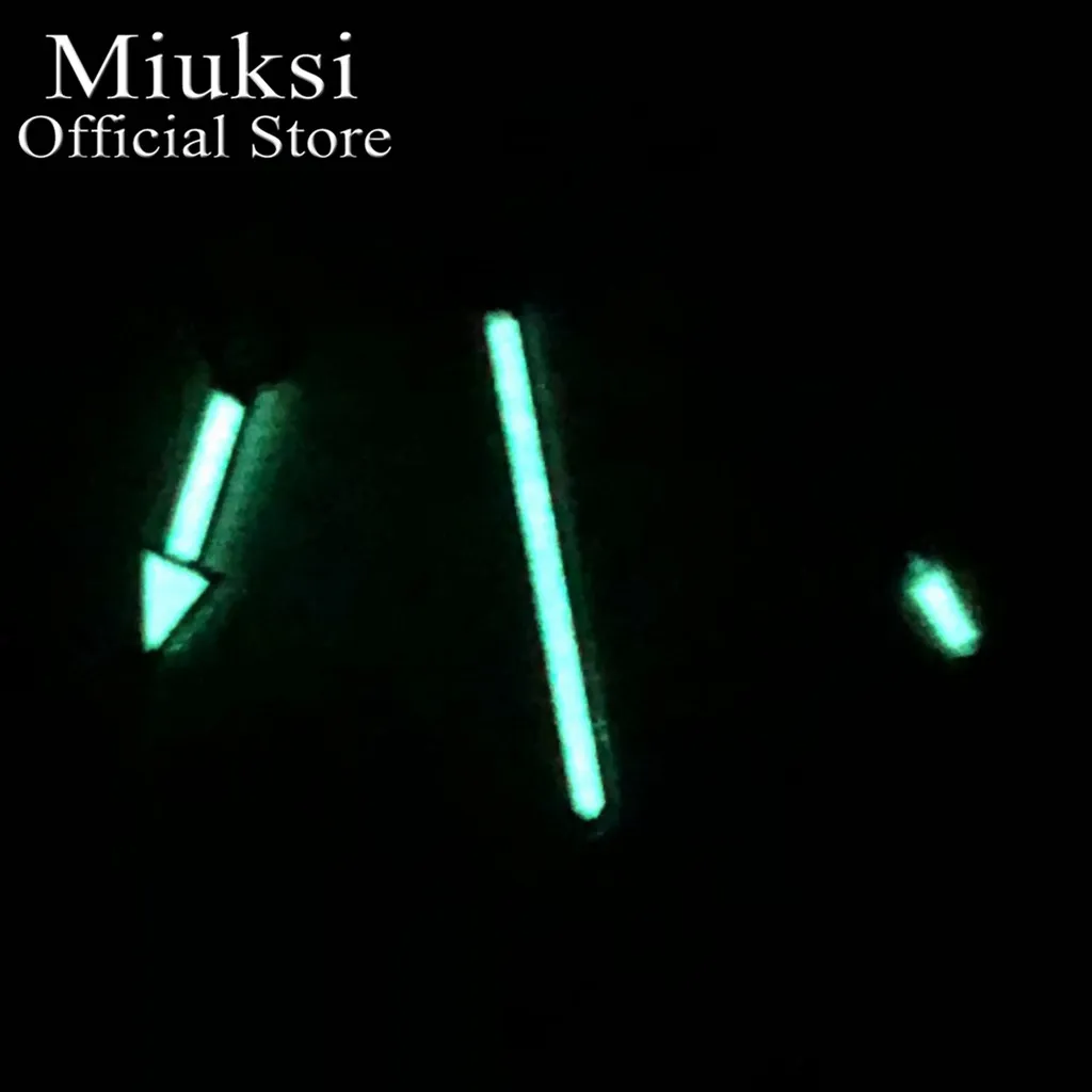 Часовникът Miuksi, зелени светещи стрелки, механизъм NH35 NH36 ETA2824 PT5000