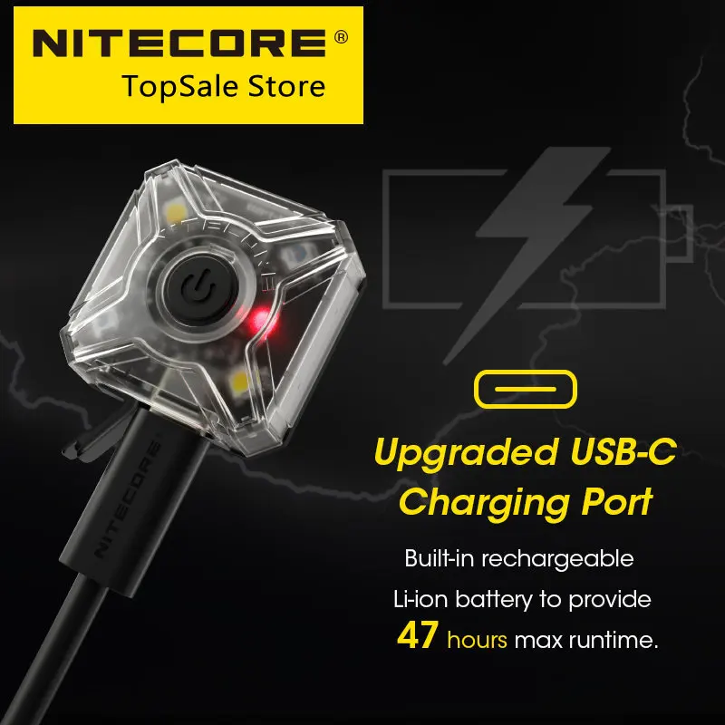 Сигнален фенер NITECORE NU05 V2 USB-C, акумулаторна батерия налобный фенер за бягане на пътека, мультисветильник за конна езда, раница за разходки на кучета