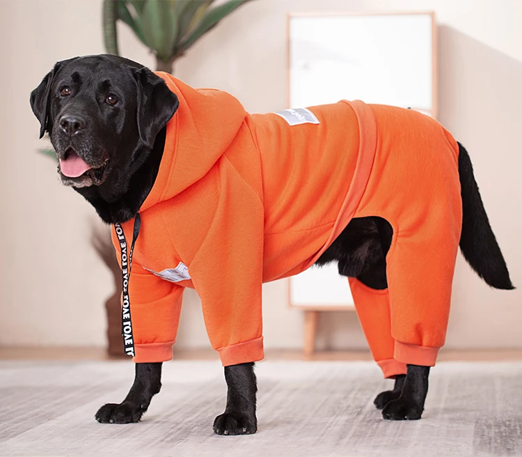 Есенно-зимни дрехи за големи кучета, hoody с качулка, спортно яке за кучета, топло палто, мек вълнен плат отразяваща гащеризон за по-големи кучета, костюм лабрадор