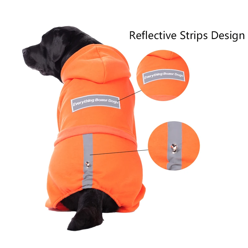 Есенно-зимни дрехи за големи кучета, hoody с качулка, спортно яке за кучета, топло палто, мек вълнен плат отразяваща гащеризон за по-големи кучета, костюм лабрадор