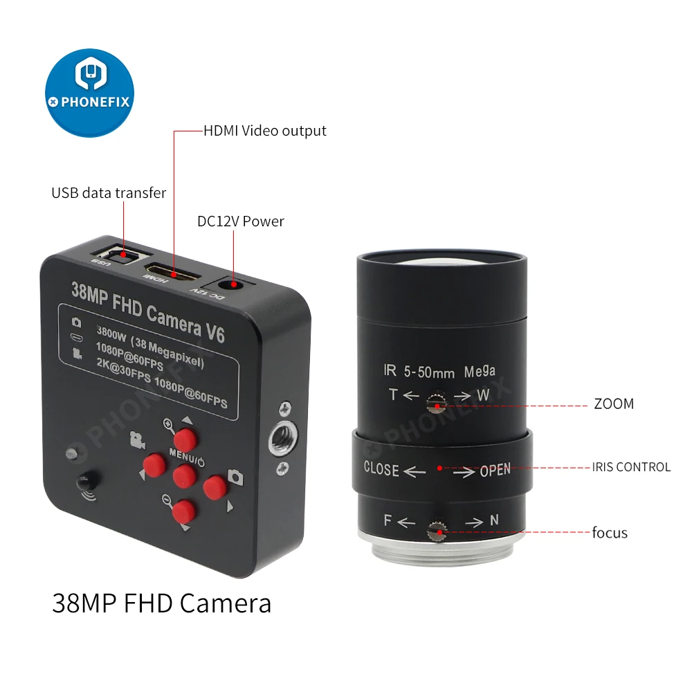 38MP 60FPS HDMI Промишлени Камери Потоковая Уеб-камера с обектив 1/3 