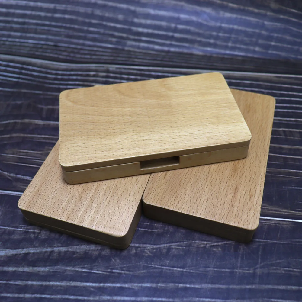 Кутия за визитки от масивна дървесина, четири магнитни магнит, преносима кутия за визитки кутия от масивна дървесина, дървен държач за визитки