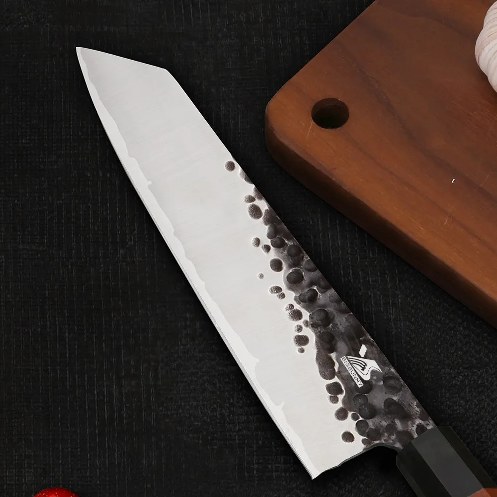BIGSUNNY Kiritsuke Knife Forge Изкован 9,2-Инчов Нож на Главния готвач с Нож Японски Ножове 3 Слоя Стомана 9CR18MOV с Осмоъгълна Дръжка