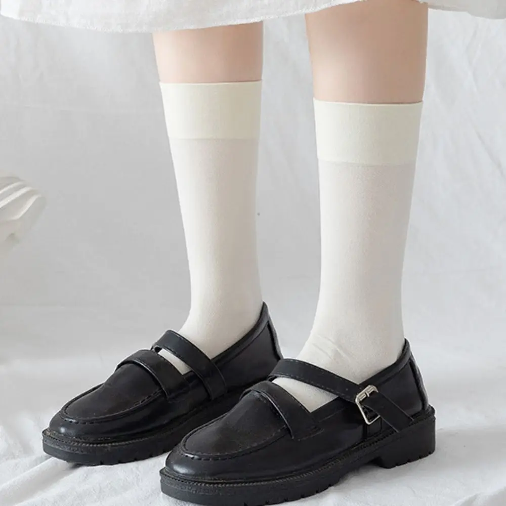 Модни Jk дишащи и удобни модни прости памучни чорапи носочные изделия, чорапи до прасците в корейски стил, еластични дамски тънки чорапи