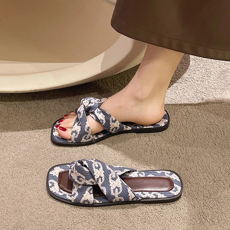 BLEJOOG/Нови дамски сандали на равна подметка, Летни Модни Елегантни и леки ежедневни обувки на нисък ток, чехли, Специални дамски джапанки