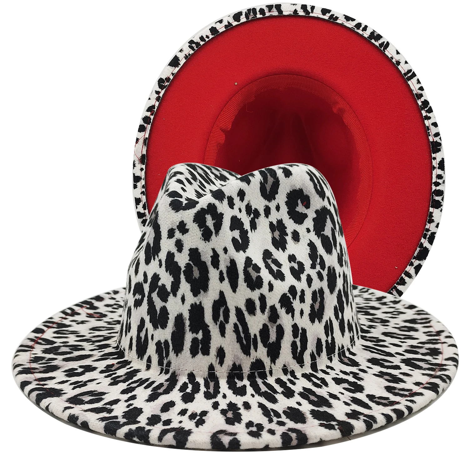 Фетровая шапка с принтом за жени и мъже, вълна цилиндър с широка периферия и прави ръбове, тенденция топло джаз шапка за партита на открито