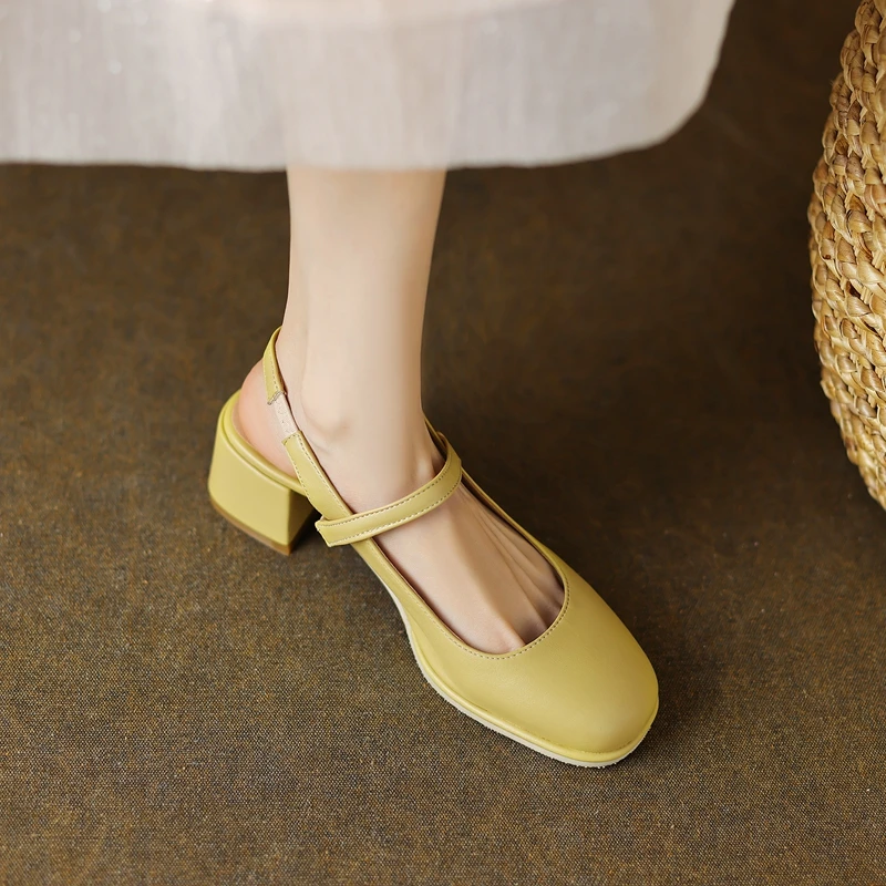 Дамски Модни Сандали-сандали с квадратни пръсти; Сладко обувки Омъжи Джейн; Новост 2023 г.; Пролетни обувки-лодка на висок ток 5 см с тока и каишка; 32-43