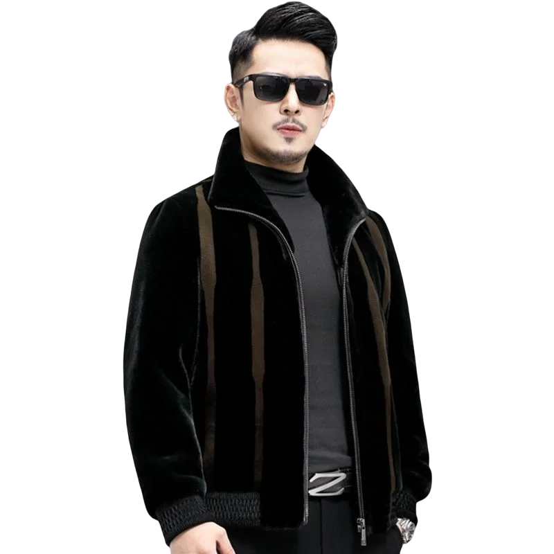 2023, мъжки есенно-зимните модни ежедневните си палто с висока яка, мъжки къси якета от естествена кожа, мъжки топла горна дреха с дълъг ръкав