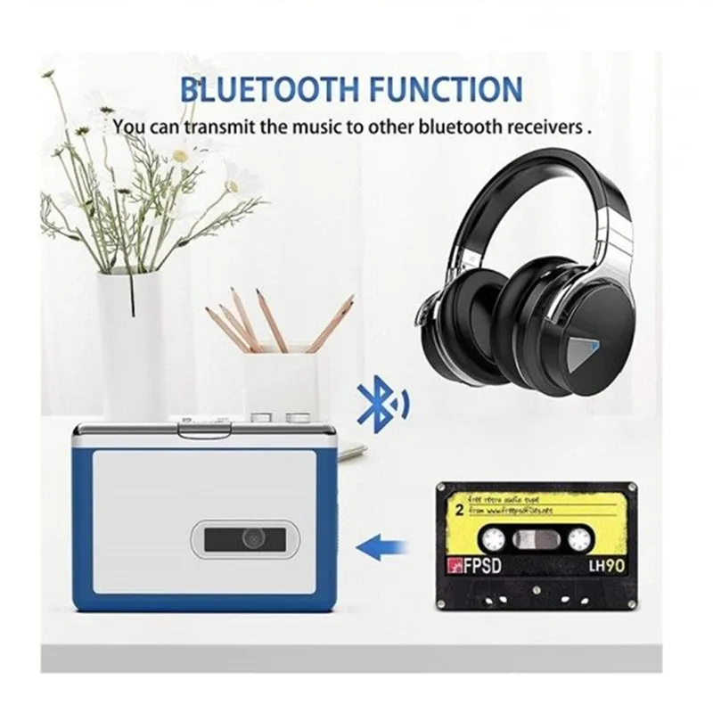 Ezcap215 Лична стереокассета Bluetooth за пренос на Ретро-магнетофон, касетофон, аудио, музикален плеър, адаптер за mp3 конвертор