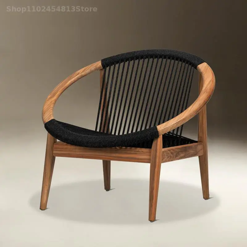 Индивидуален Диван-стол от масивно дърво в скандинавски стил от ратан, Градински Единична Мързелив Кръг Стол за отдих на открито в хотел с настаняване в семейство