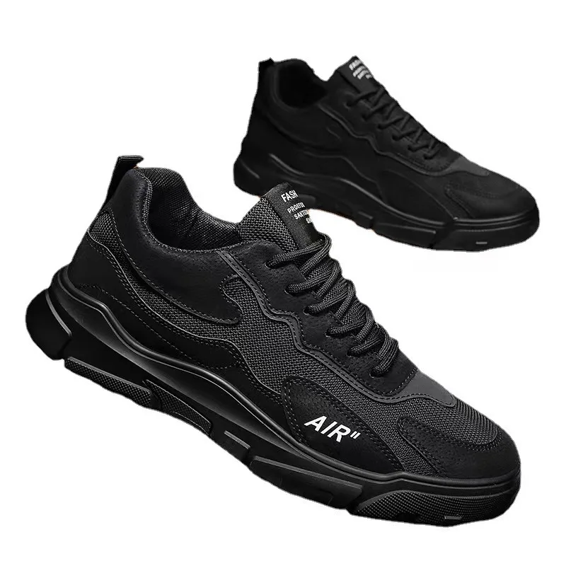 Нова висококачествени мъжки обувки, удобни улични маратонки, малки дишаща ежедневни обувки, мъжки спортни малки черни обувки