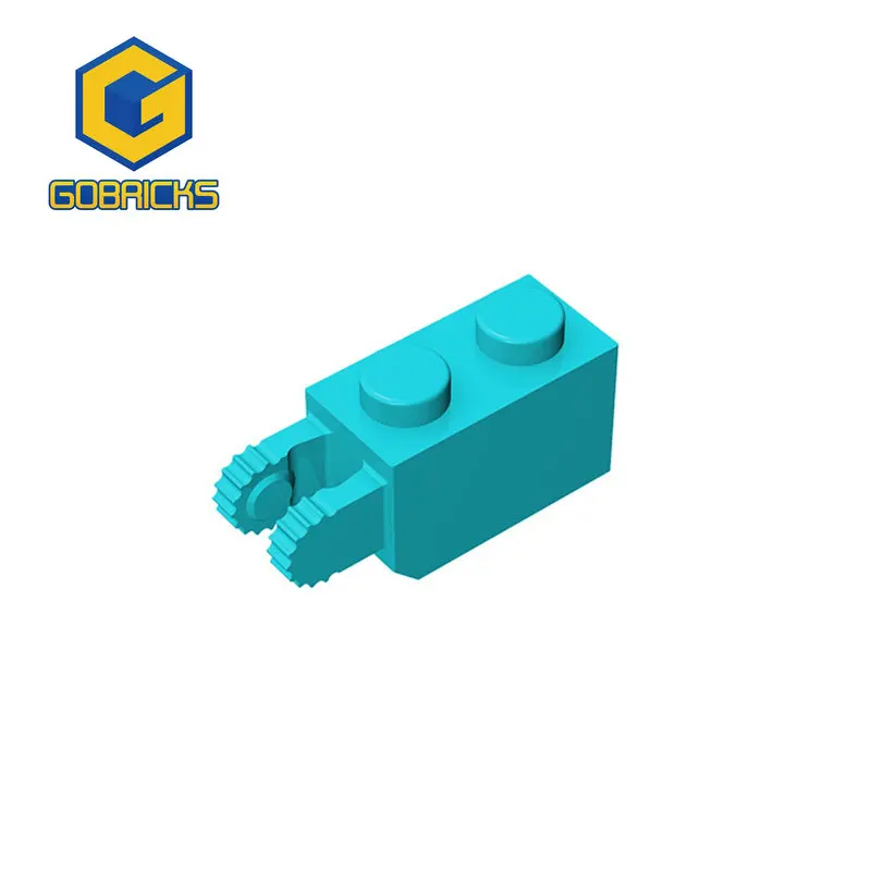 Шарнирный тухла Gobricks Brick 1 x 2 Фиксатор с 2 пръста Оттичане края на 9 зъбите е съвместим с играчки 30365