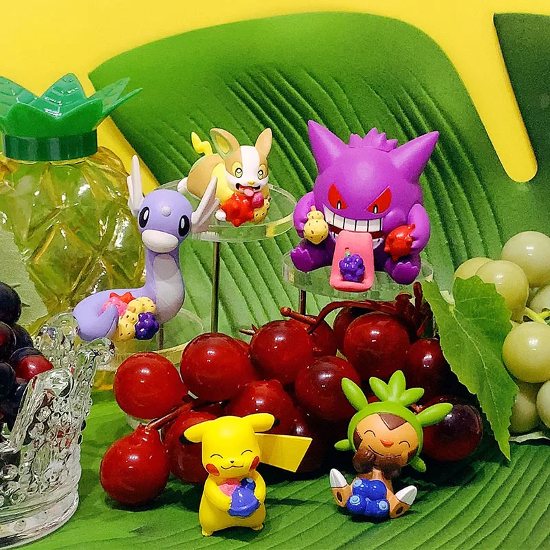 Фигурки pokemon TAKARA ТОМИ Аниме Плодови секция Gashapon Gengar Пикачу Dragonair модел фигурка на Елфа-Ситост